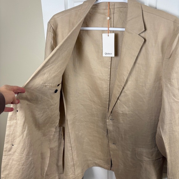 NWT Quince European Linen Blazer Men's XL Driftwood Beige Tan Summer Lightweight - Picture 4 of 10
